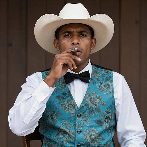 Serious Cowboy Portrait in Rustic Setting