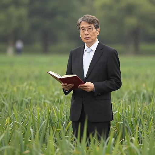 Middle-Aged Man in Lush Green Field