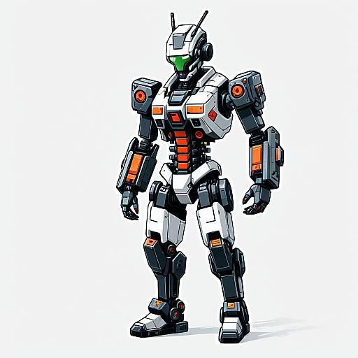 Cyberpunk Android Pixel Art Sticker Design