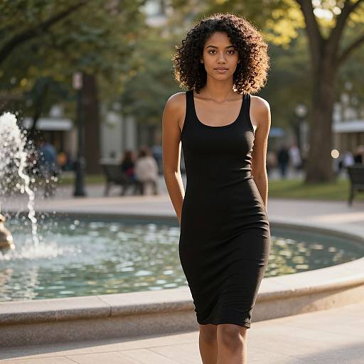 Confident Woman in Black Dress
