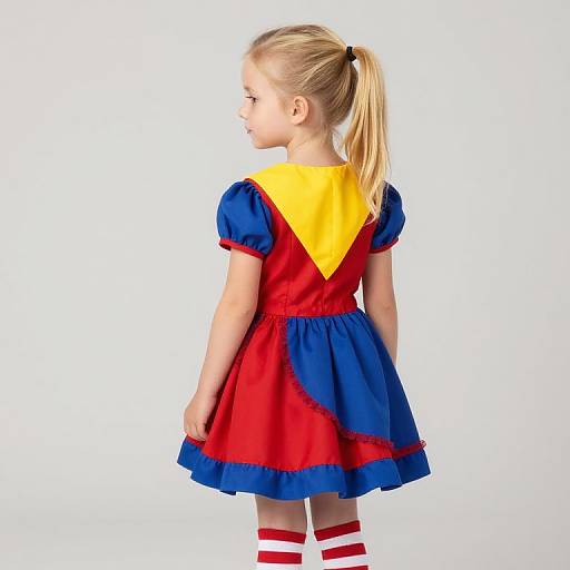 Blonde Girl in Colorful Dress