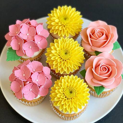 Vibrant Fondant Flower Cupcake Bouquet