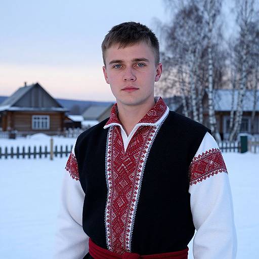 Handsome Young Man in Russian Folk