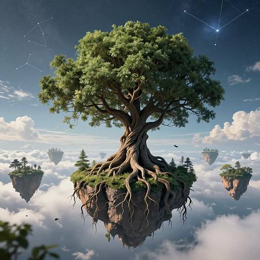 Ancient Tree with Floating Islands