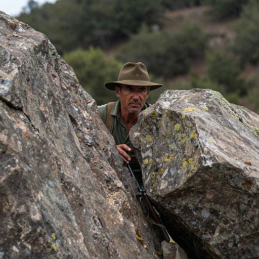 Determined Man in Rugged Wilderness