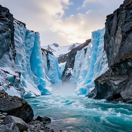 Majestic Ice Canyon with Turquoise Sea