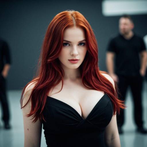 Woman with Red Hair in Black Dress
