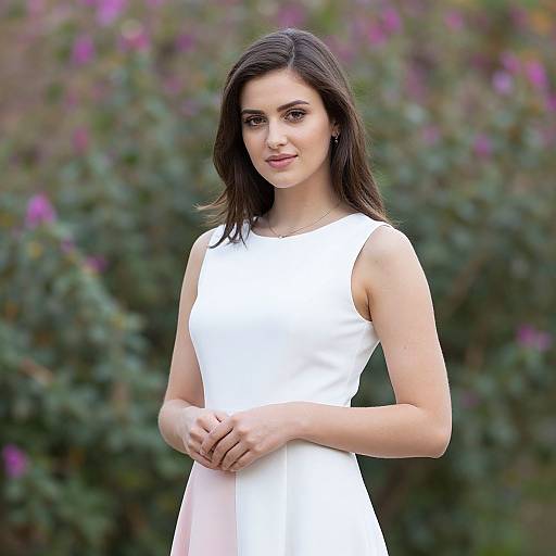 Realistic Woman in Pink Party Dress