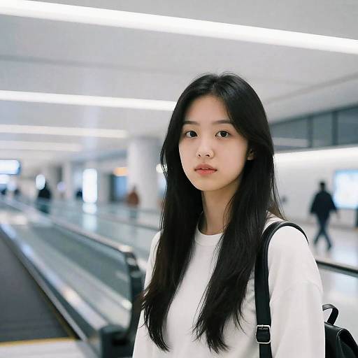 Young Woman in Modern Airport Setting