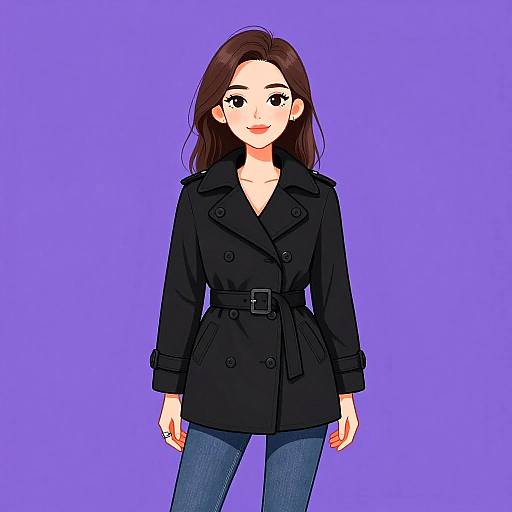 Stylish Woman in Casual Peacoat