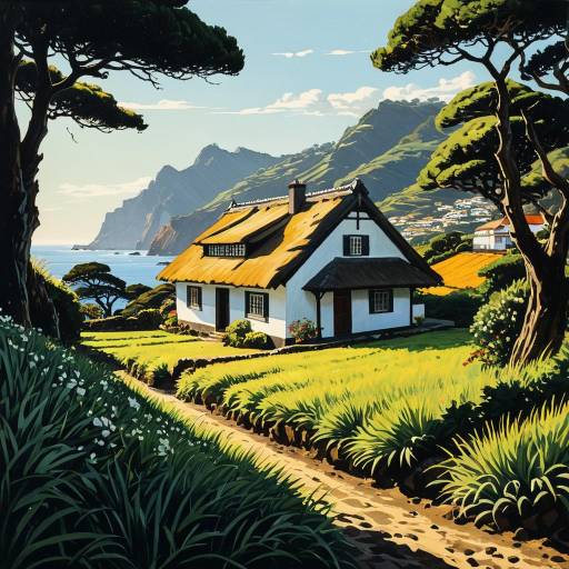 Thatched Cottage by Madeira Coastal Meadow