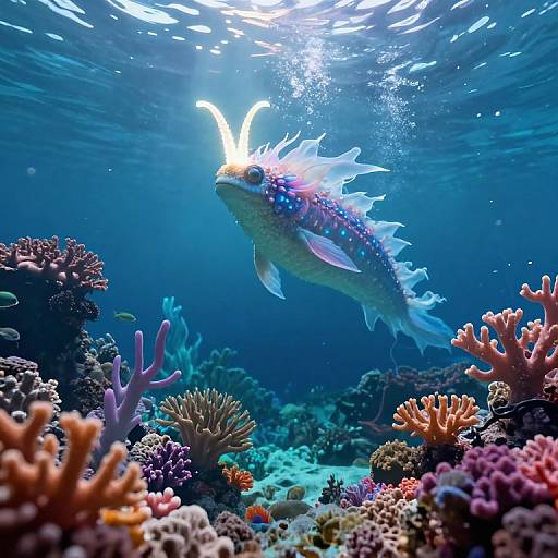 Surreal Underwater Dreamscape with Mythical Creature