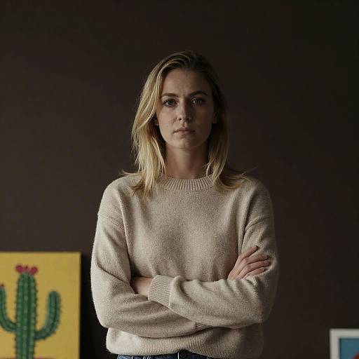 Serious Blonde in Cozy Knitwear