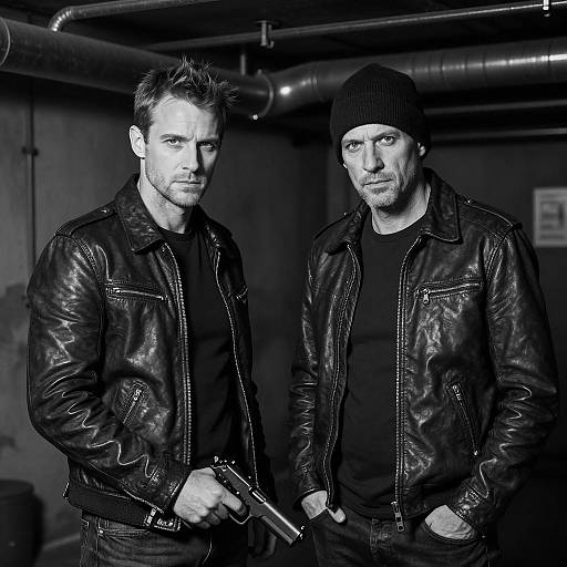 Dramatic Basement Encounter in Monochrome