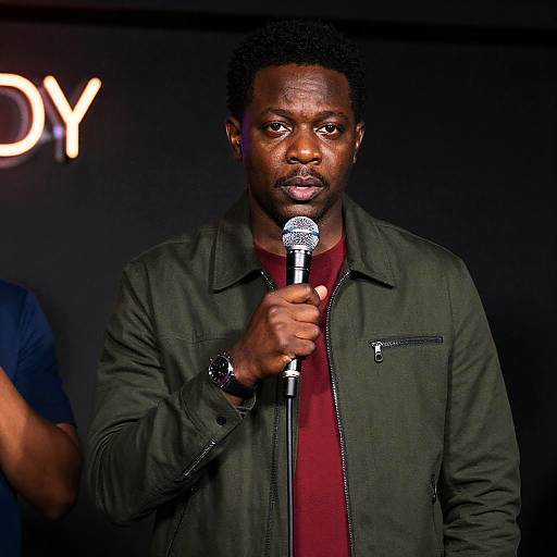 Serious Mic Stand in Dim Lighting