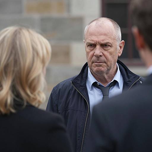 Serious Middle-aged Man Talking Outdoors