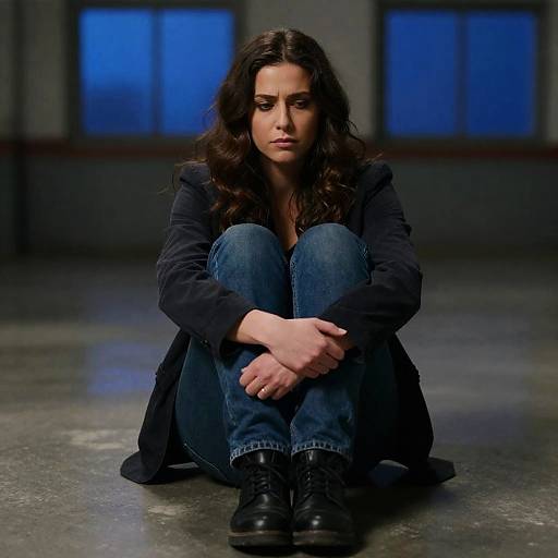 Woman in Dim Industrial Setting