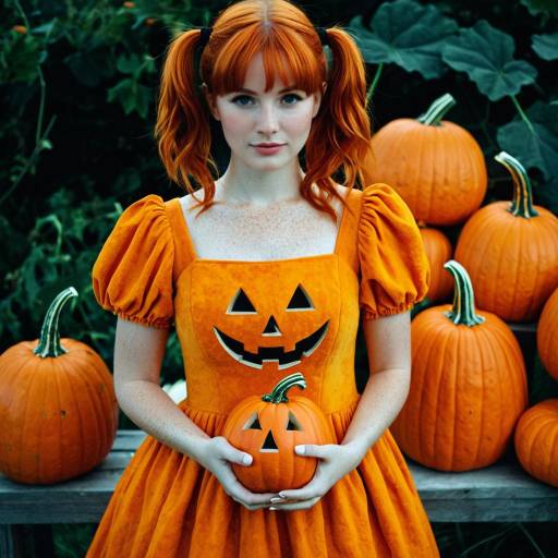 Realistic Girl in Pumpkin Costume