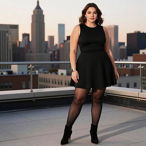 Elegant Plus-Size Woman on Rooftop