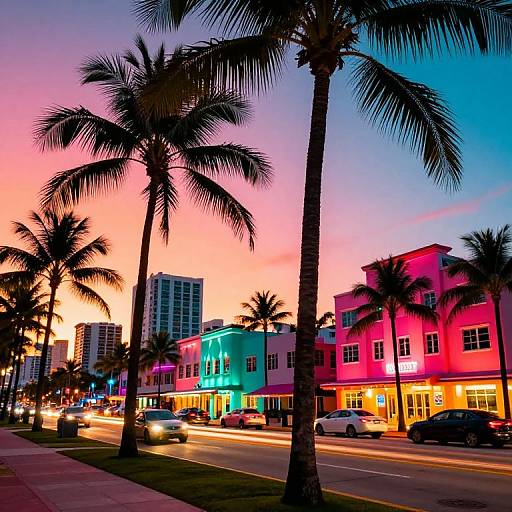 Neon-Lit Vintage Miami Landscape