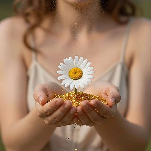 Mythological Woman with Golden Daisy