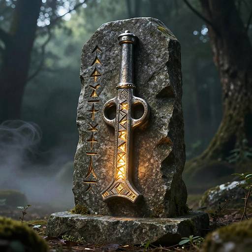Ancient Rune Pistol in Mystical Forest