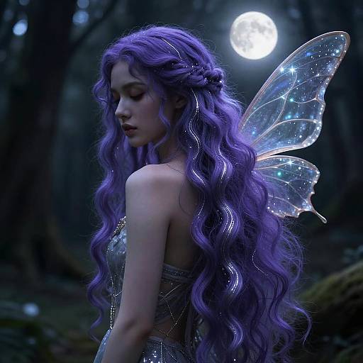 Mystical Forest Nymph with Purple Hair