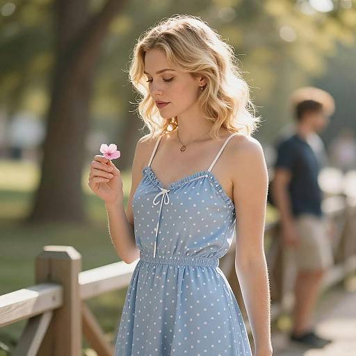 Blonde Woman in Sunlit Sundress