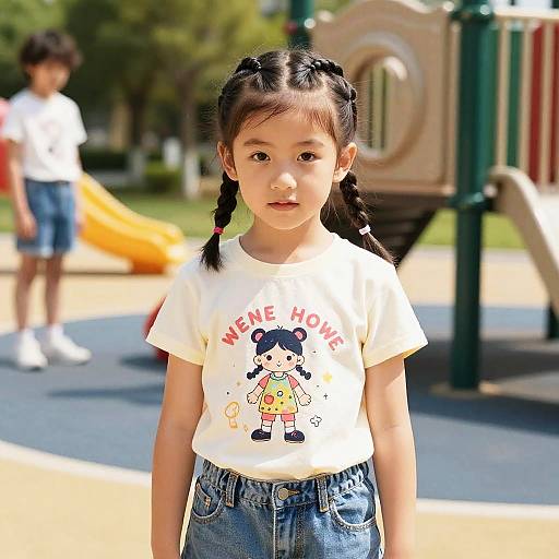 Child Girl with Cornrows in Playground