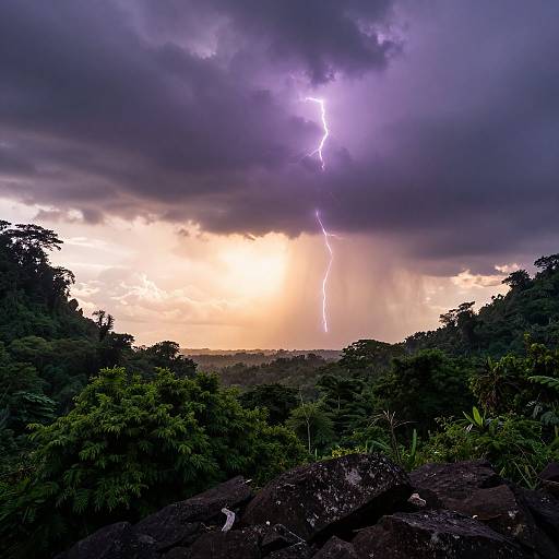 Mesmerizing Jungle Sunset with Thunder