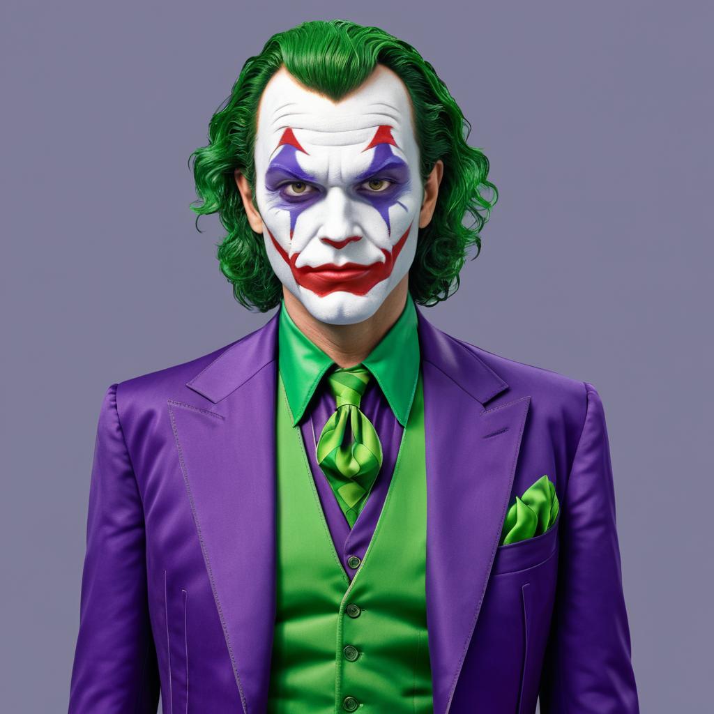 Realistic Joker Portrait in Purple Suit