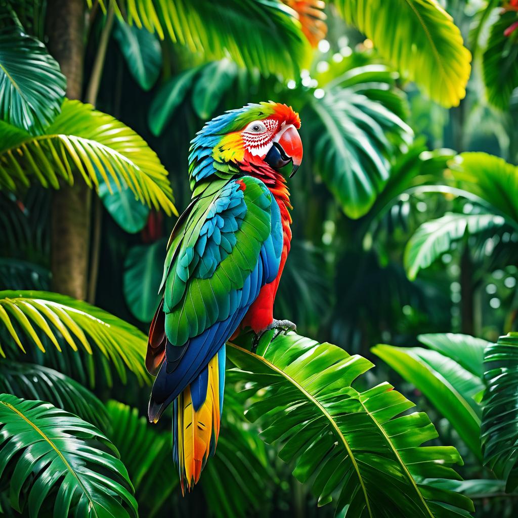 Vibrant Parrot Among Tropical Foliage