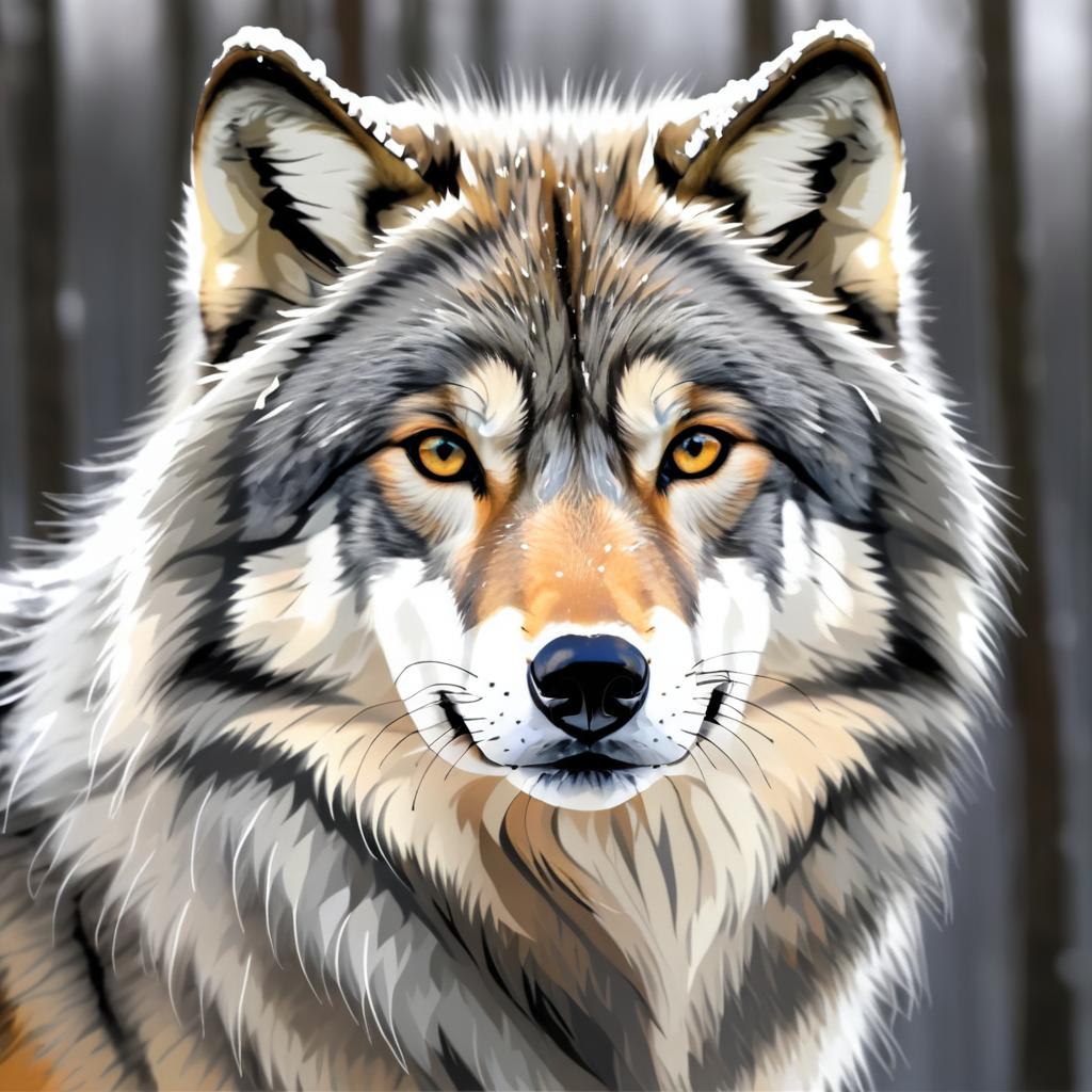 Majestic Grey Wolf Portrait Artwork