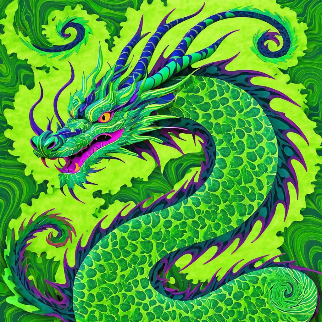 Surreal Neon Dragon Art Inspired by Miyazaki