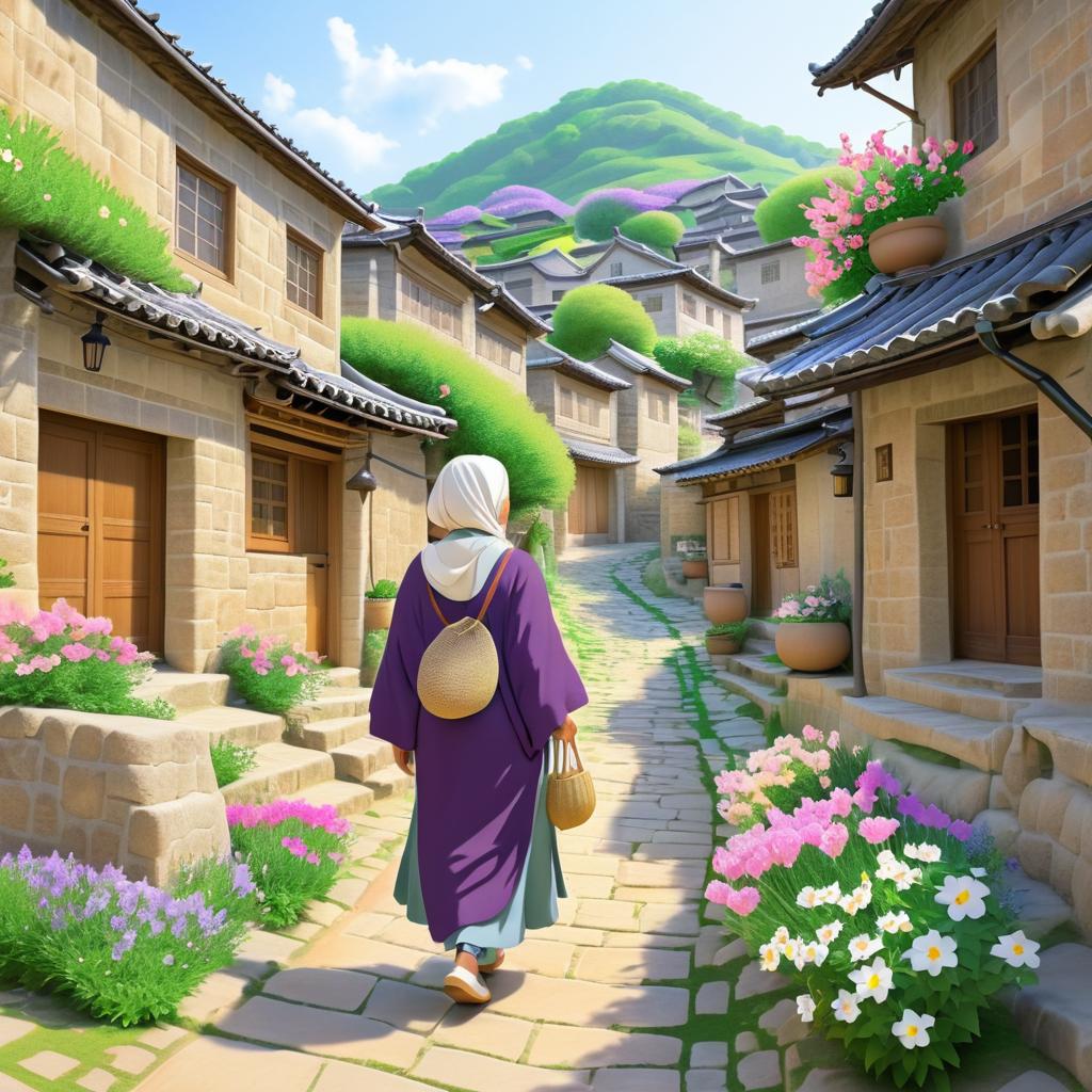 Wise Old Woman in Ancient Village