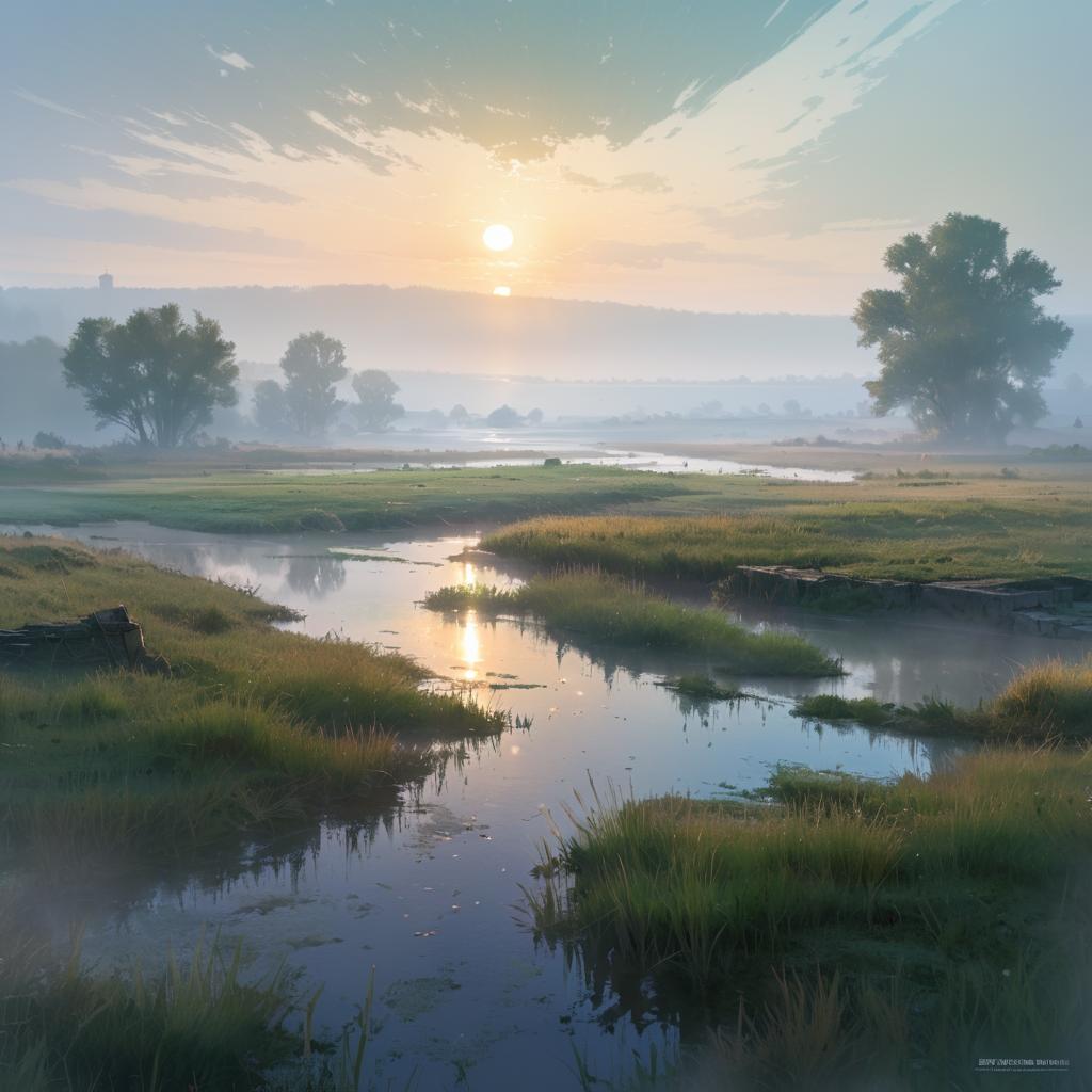 Ethereal Dawn Over Historic Battlefield