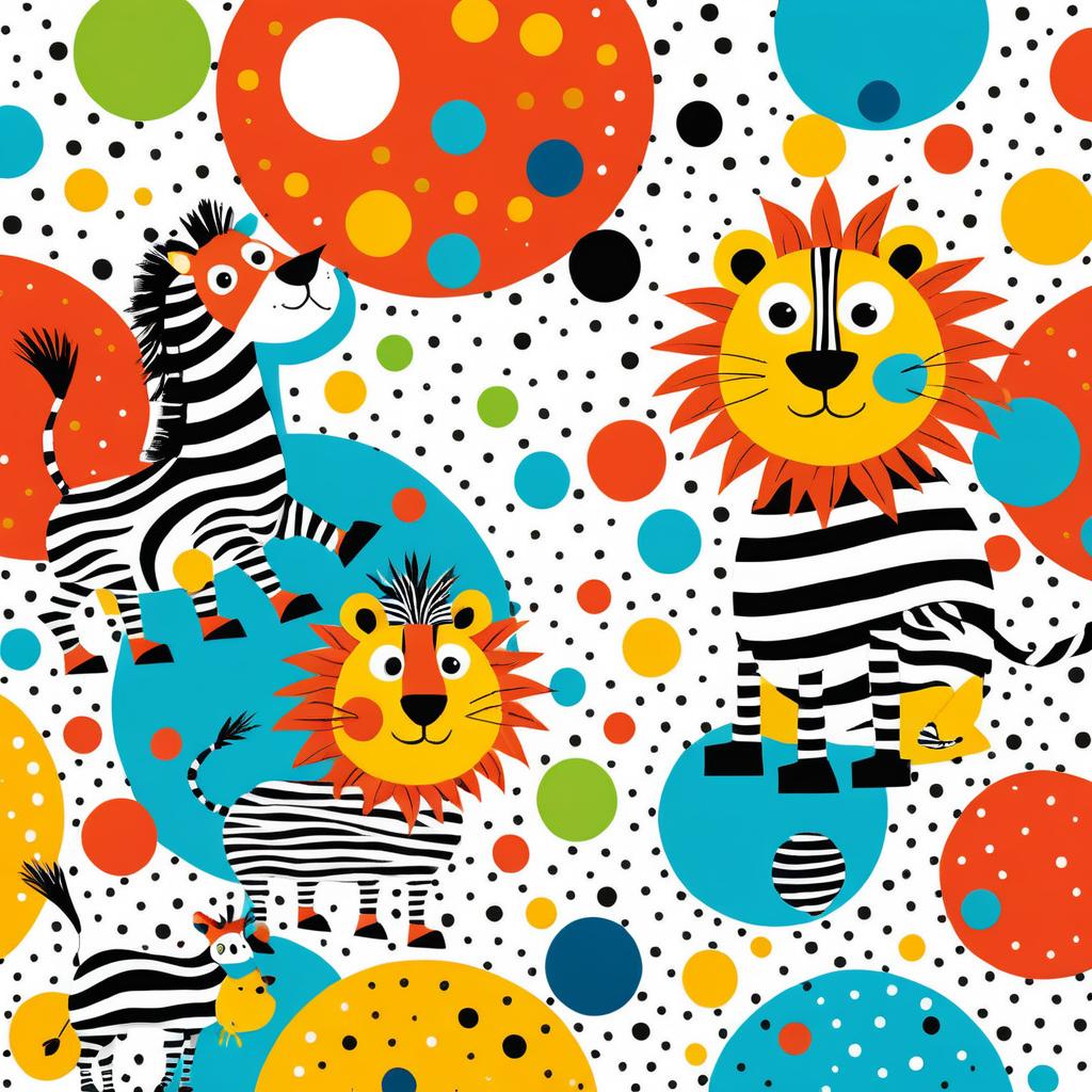 Whimsical Lion and Zebra Adventure