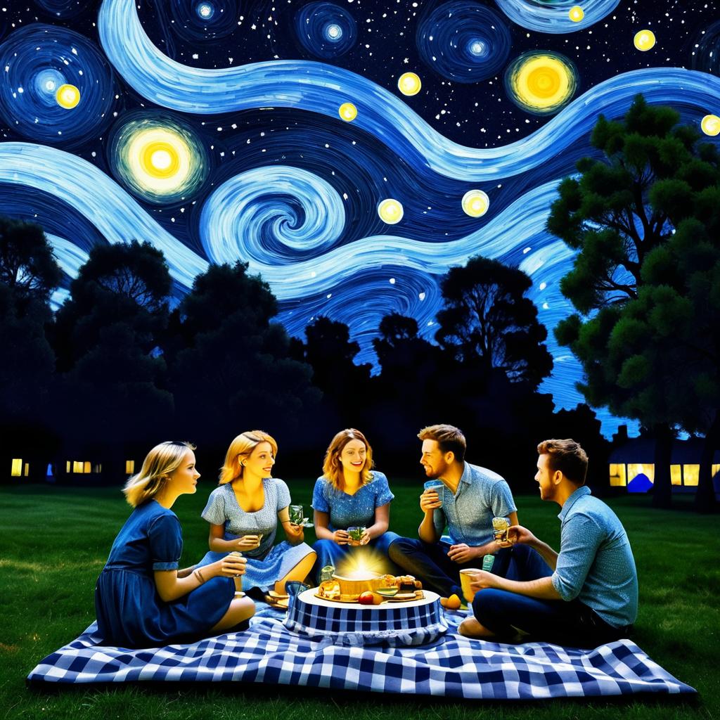 Modern Picnic Under Starry Night