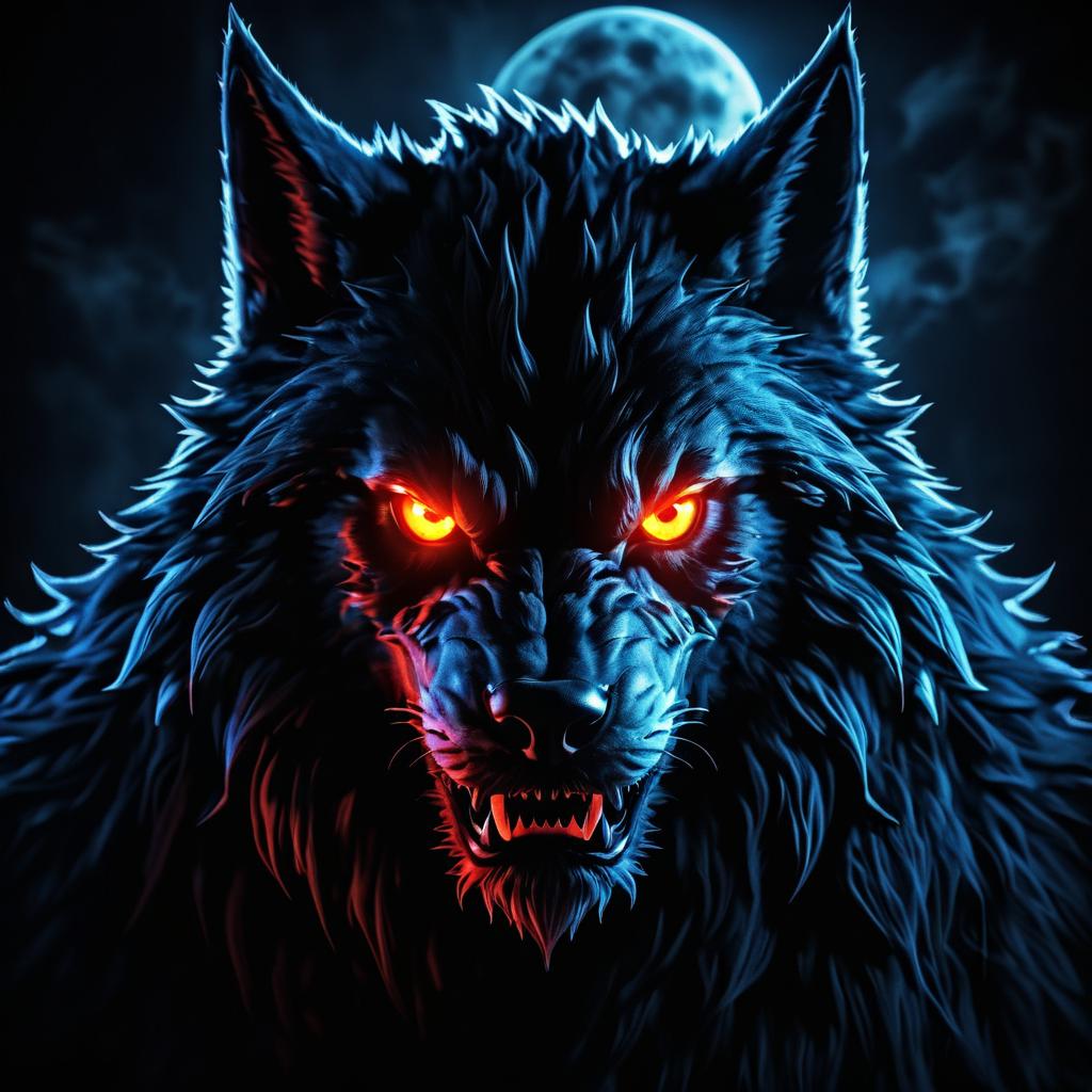 Mysterious Werewolf with Glowing Eyes