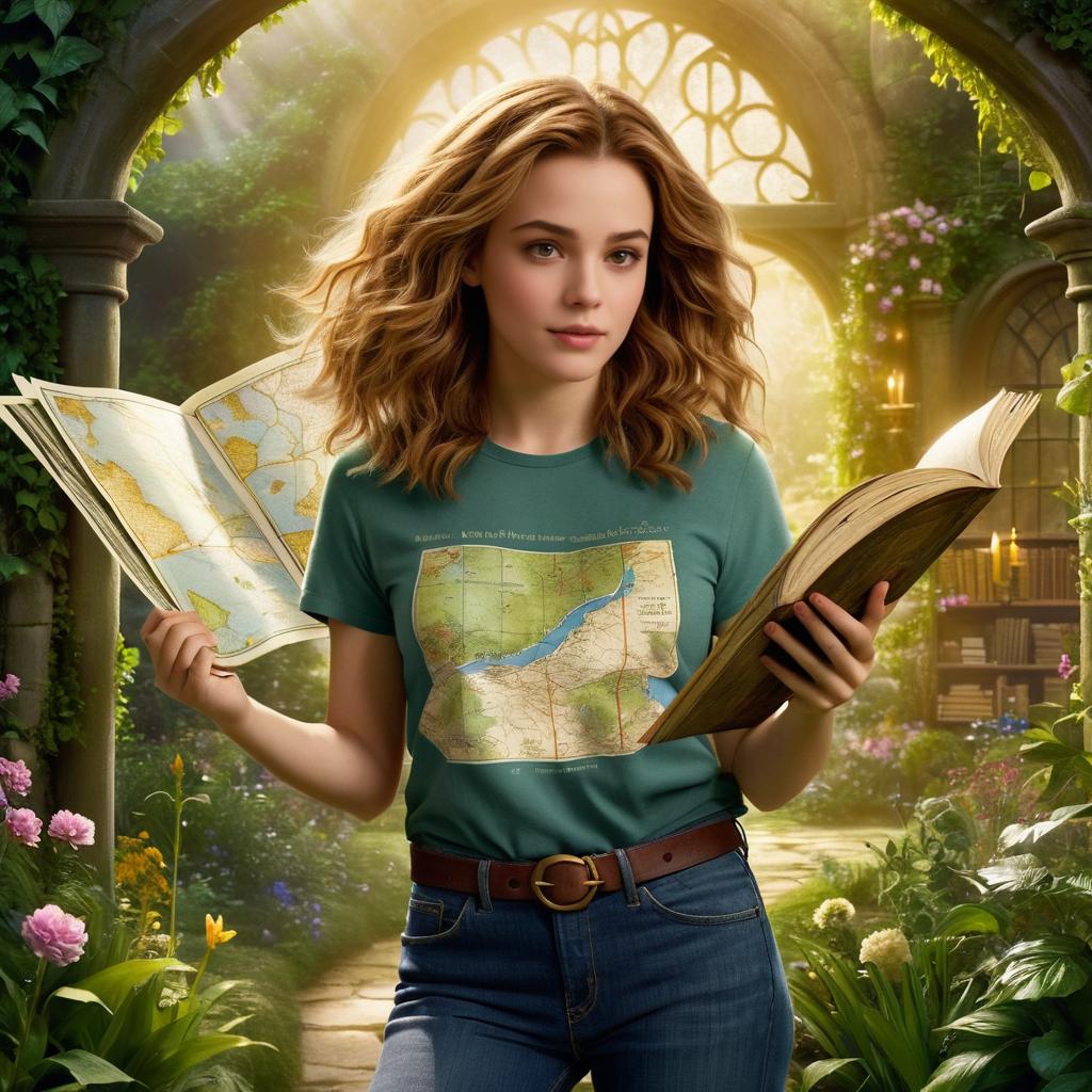 Hermione Granger Exploring an Enchanted Garden