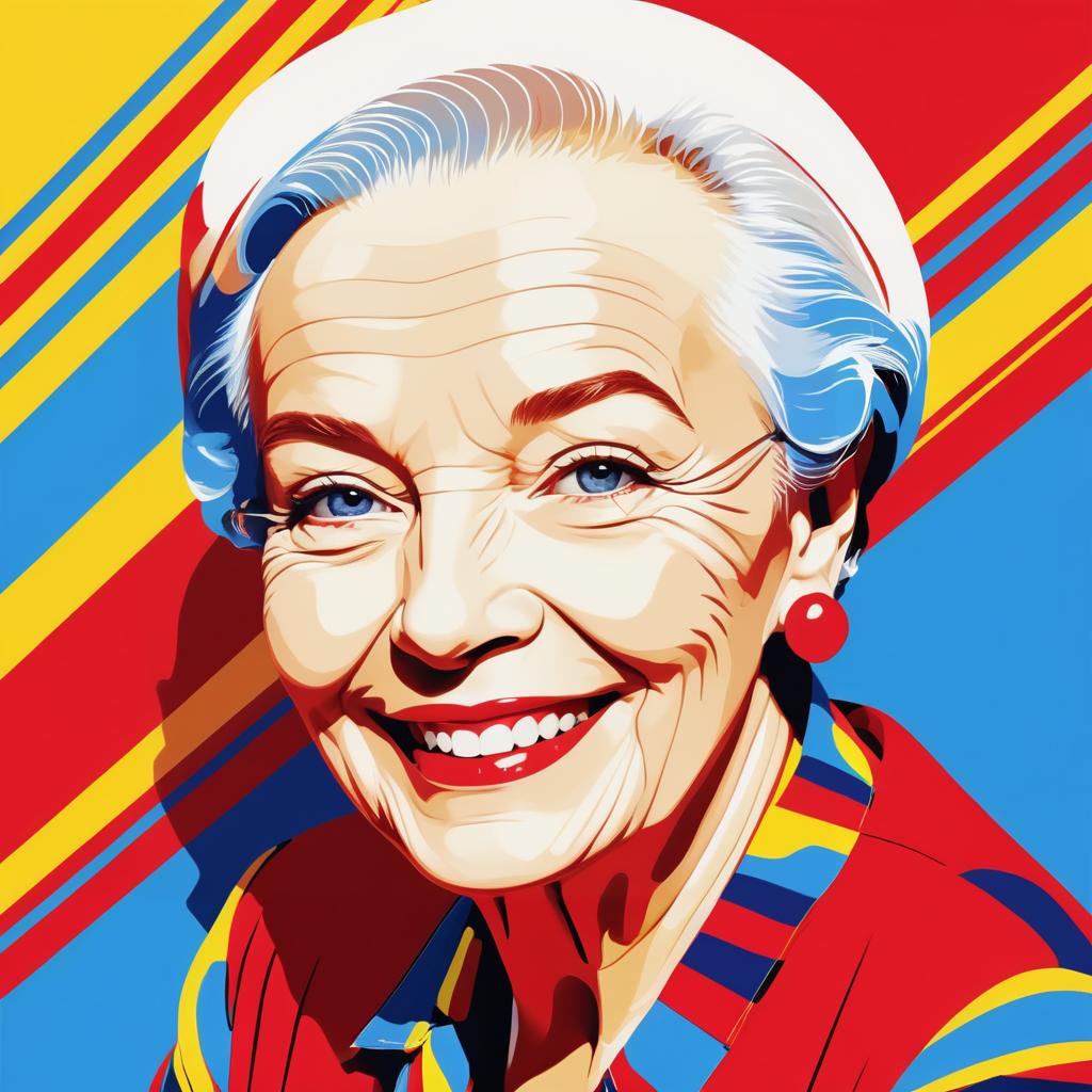 Vibrant Pop Art Portrait of Elderly Woman