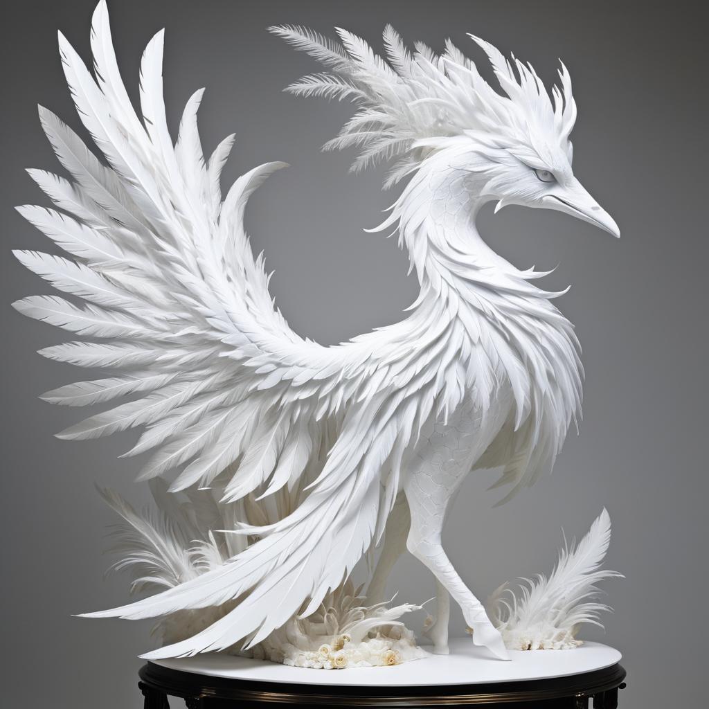 Surreal Banshee Sculpture with Feathers