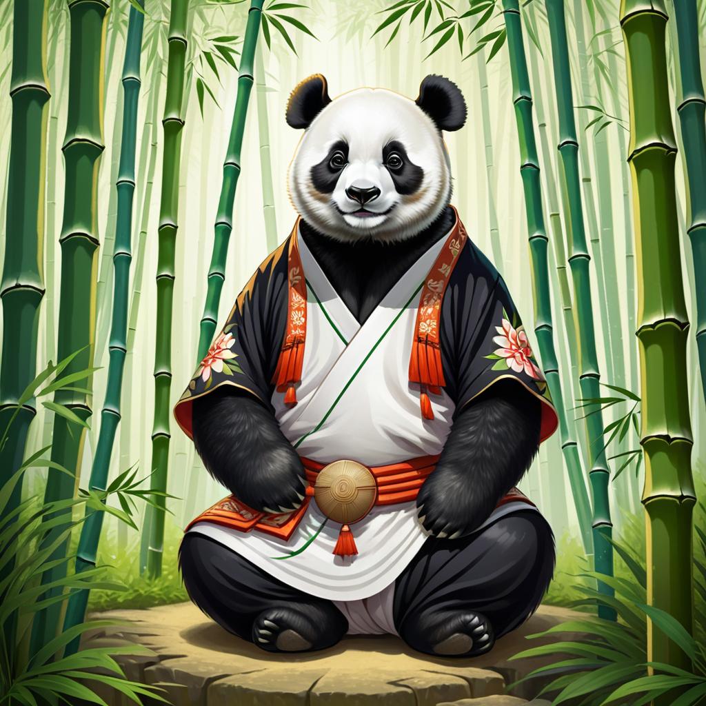 Vibrant Ecchi Panda in Bamboo Grove