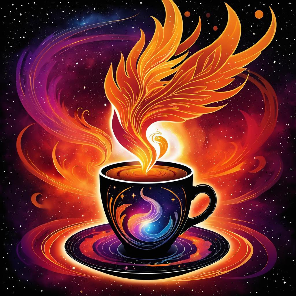 Surreal Galactic Coffee Phoenix Art