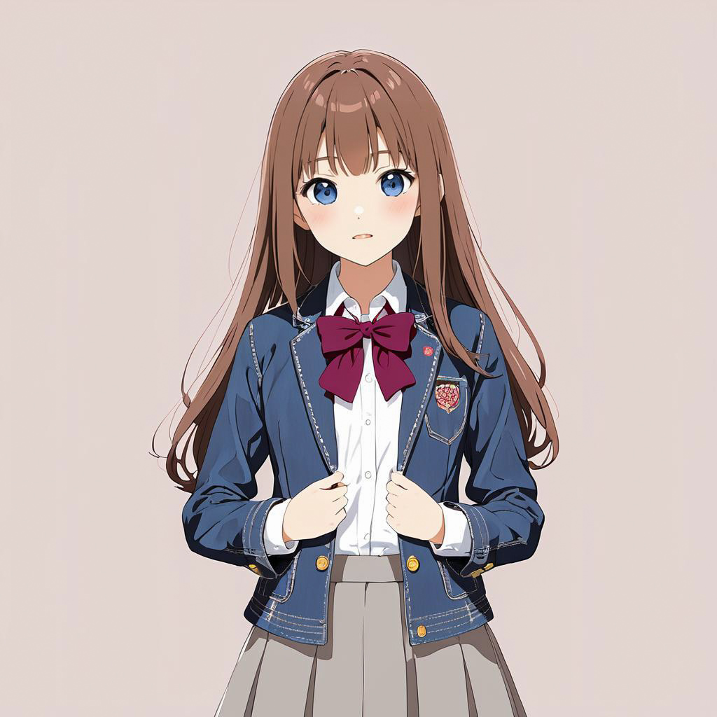 Blushing Girl in Stylish School Attire