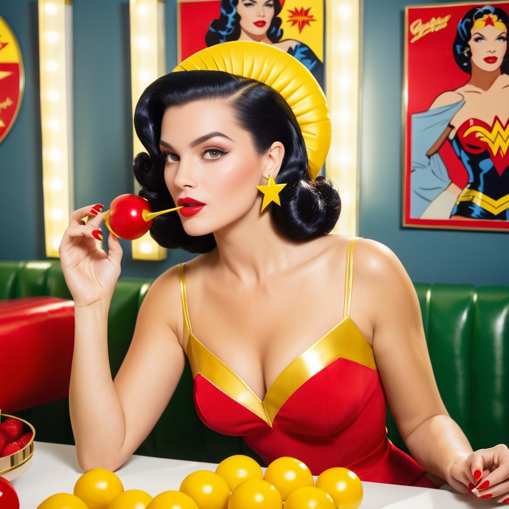 Vintage Glam Wonder Woman with Starfruit