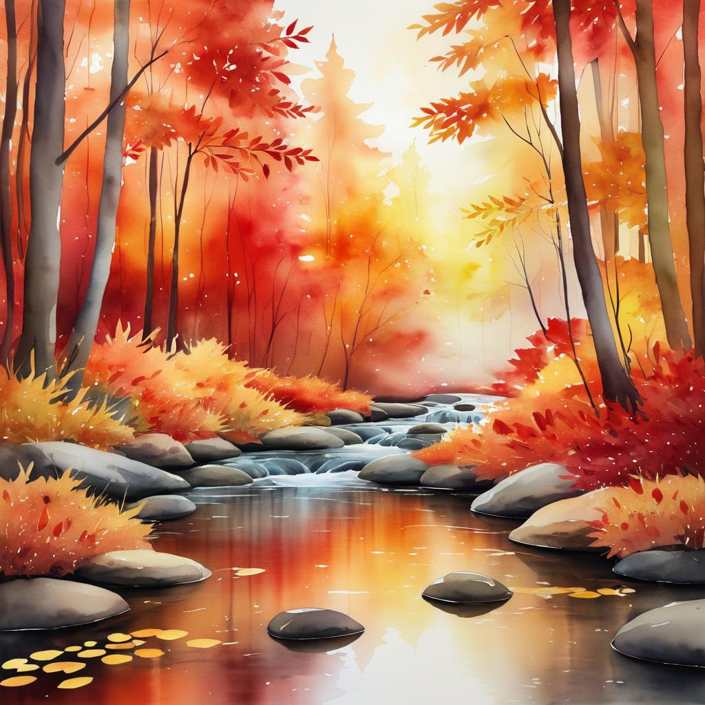 Tranquil Autumn Forest with Gentle Stream