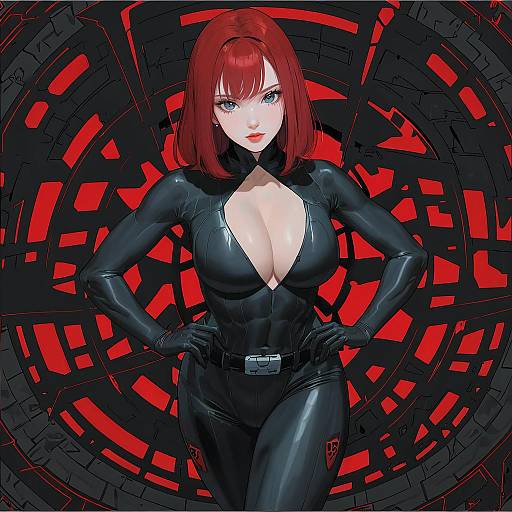 Illustration of Black widow, marvel in the style of Syhan