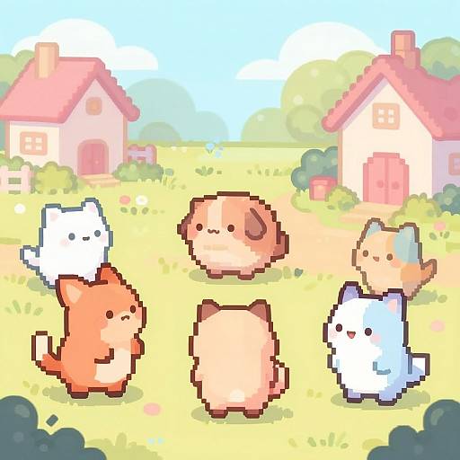 Whimsical 8-Bit Pixel Art Animals