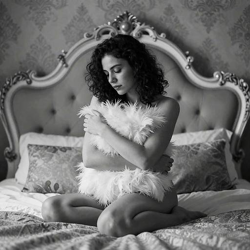 Serene Black and White Boudoir Scene